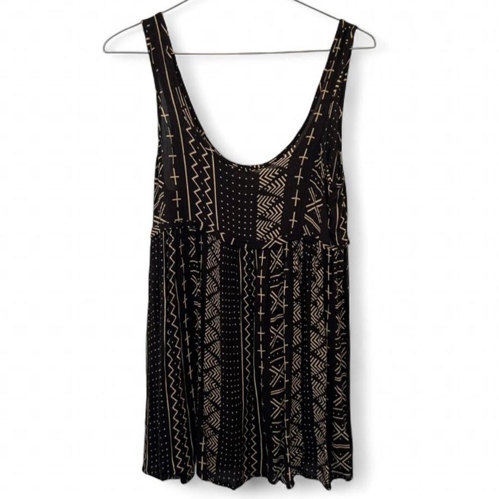 Ecote Semi Sheer Aztec Dress Boho Swing Dress S Mini Babydoll Lightweight Tribal